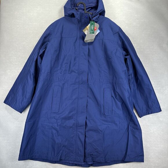 NWT L.L .Bean H2OFF Lined Coat Women’s 2X Plus Deep Navy Rain Jacket Primaloft
